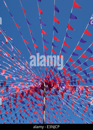 Rows of triangular bunting flags on white background. Festive decor ...