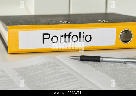 Folder with the label Portfolio Stock Photo