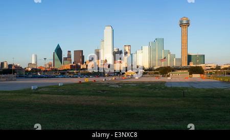 Dallas City Skyline and the Reunion Tower, Texas, United States of America Stock Photo