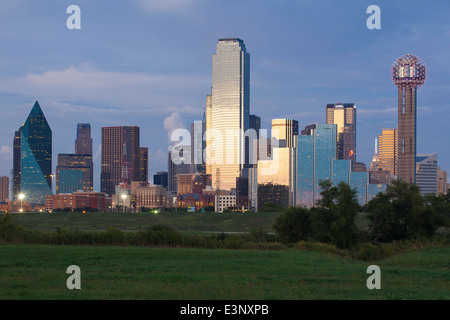 Dallas City Skyline and Reunion Tower, Texas, United States of America Stock Photo