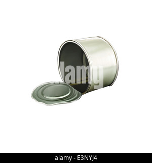 Opened Tincan Ribbed Metal Tin Can, Canned Food Stock Photo