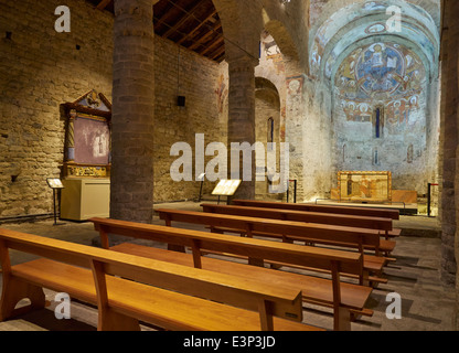 Sant Climent de Taull, Vall de Boi, Catalonia, Spain. Church interior. Stock Photo