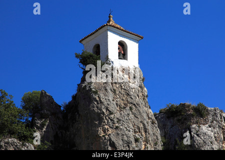 The Bell tower of the Castillo de San José, Guadalest medival village, Sierrade Aitana mountains, Costa Blanca, Spain, Europe Stock Photo