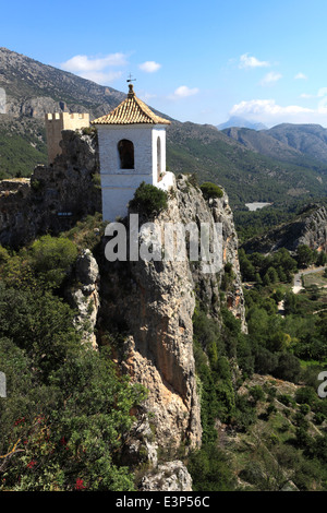 The Bell tower of the Castillo de San José, Guadalest medival village, Sierrade Aitana mountains, Costa Blanca, Spain, Europe Stock Photo