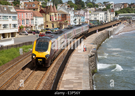 Cross country service passenger train at Dawlish Devon UK Stock Photo