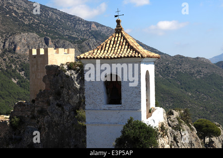 The Bell tower of the Castillo de San José, Guadalest medival village, Sierrade Aitana mountains, Costa Blanca, Spain, Europe Stock Photo