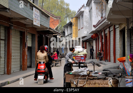 Li An Village, China: View along the main street in the small Sichuan province farming village Stock Photo