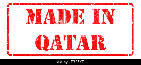 Made in Qatar on Red Rubber Stamp. Stock Photo