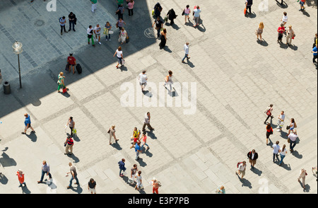 Munich, pedestrians at Marienplatz aerial view - Munich, Bavaria, Germany, Europe Stock Photo