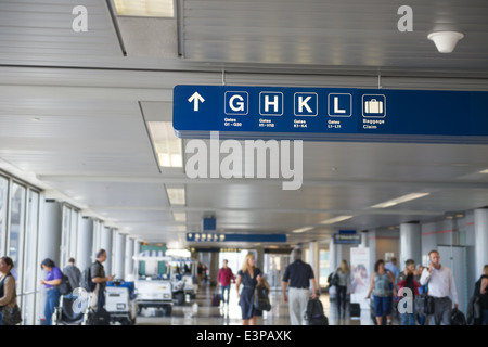 departure gates signs in airport Stock Photo