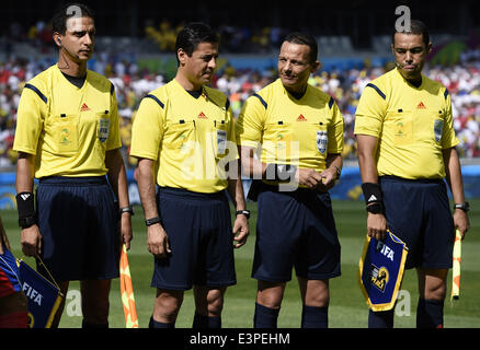 Belo Horizonte, Brazil. 24th June, 2014. Referee officials for a Group D match between Costa Rica and England of 2014 FIFA World Cup are seen at the Estadio Mineirao Stadium in Belo Horizonte, Brazil, on June 24, 2014. © Qi Heng/Xinhua/Alamy Live News Stock Photo