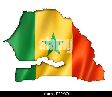 Senegal flag map, three dimensional render, isolated on white Stock Photo