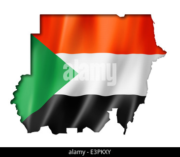 Sudan flag map, three dimensional render, isolated on white Stock Photo