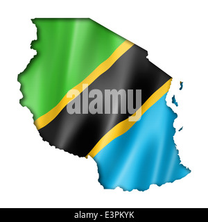 Tanzania flag map, three dimensional render, isolated on white Stock Photo