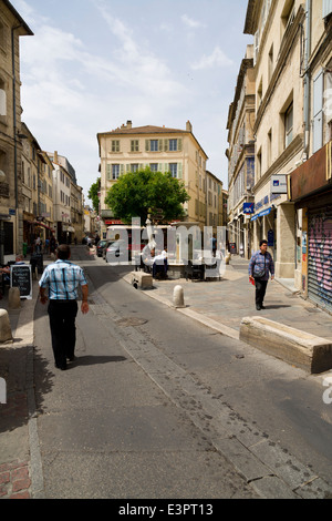 Street Life in the Old Town in Avignon, Provence, France Stock Photo