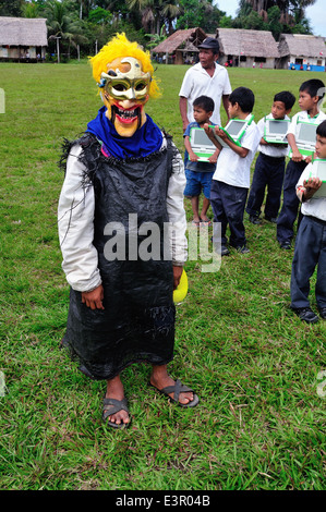 Mithology mask - Independence Day Festival in Industria - PANGUANA . Department of Loreto. PERU Stock Photo