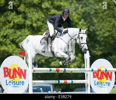 Hickstead, Sussex, UK. 27th June, 2014. The Hickstead Derby Meeting at The All England Jumping Course. [The Bunn Leisure Derby Trial]. David Simpson riding Hermione IV Credit:  Action Plus Sports/Alamy Live News Stock Photo