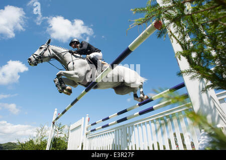 Hickstead, Sussex, UK. 27th June, 2014. The Hickstead Derby Meeting at The All England Jumping Course. [The Bunn Leisure Derby Trial]. David Simpson [IRL] riding Hermione IV Credit:  Action Plus Sports/Alamy Live News Stock Photo
