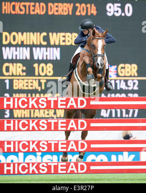Hickstead, Sussex, UK. 27th June, 2014. The Hickstead Derby Meeting at The All England Jumping Course. [The Bunn Leisure Derby Trial]. Dominic Webb [GBR] riding Whin Whin Credit:  Action Plus Sports/Alamy Live News Stock Photo