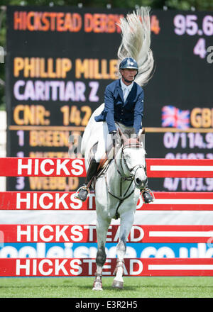 Hickstead, Sussex, UK. 27th June, 2014. The Hickstead Derby Meeting at The All England Jumping Course. [The Bunn Leisure Derby Trial]. Phillip Miller riding Caritiar Z Credit:  Action Plus Sports/Alamy Live News Stock Photo