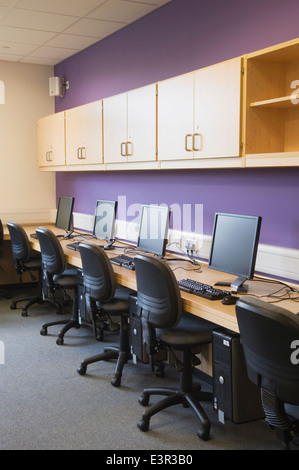 Computing classroom in a modern secondary school. Stock Photo