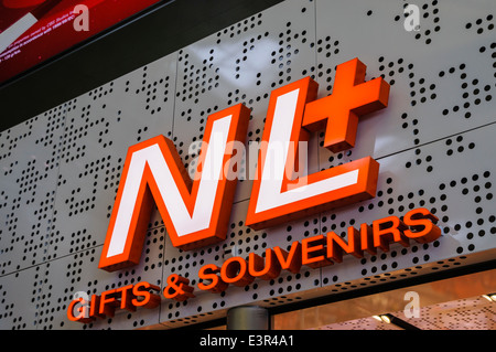 NL+ Gifts and Souvenirs shop in Schiphol Airport Stock Photo