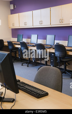 Computing classroom in a modern secondary school. Stock Photo