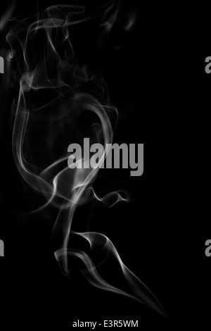 Abstract white waving smoke background on black Stock Photo