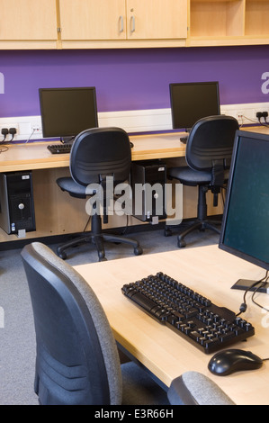 Computing classroom in a modern secondary school. Stock Photo