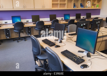 Computing classroom in a modern secondary school. Stock Photo