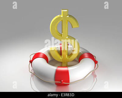 Dollar sign in the lifebuoy Stock Photo