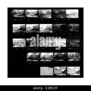 Contact sheet of old black and white film negatives on traditional photo paper Stock Photo