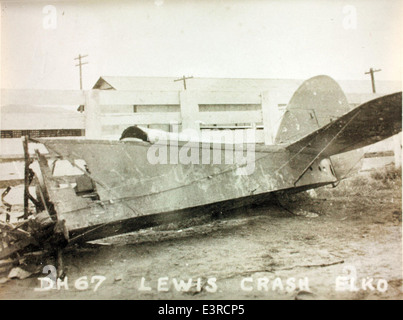 This image documents an aircraft accident involving an airmail plane, showcasing the risks associated with early aviation and airmail delivery during the 1920s and 1930s. Stock Photo