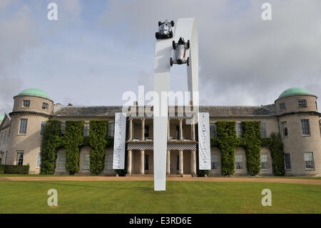 The feature sculpture for the 2014 Goodwood Festival of Speed covers Mercedes' history. Gerry Judah central feature sculpture Stock Photo