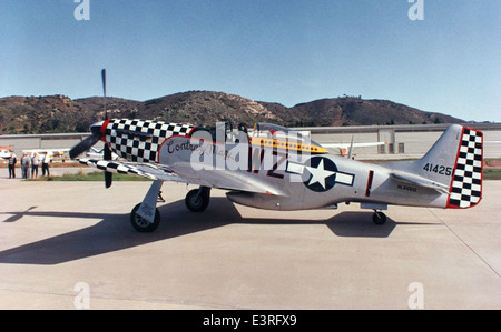 The North American P-51D Mustang, with registration NL5551D, was one of the most successful fighter aircraft of World War II, renowned for its long-range capabilities and performance. Stock Photo
