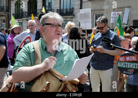 Sean McGovern - co chair of the TUC's disabled workers' committee - speaking outside the BBC Stock Photo