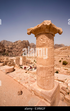 Jordan, Arabah, Petra, pillar of Grand Temple of Winged Lions Stock Photo