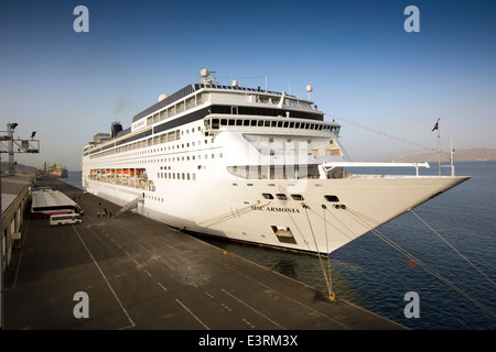 Jordan, Aqaba Port, MSC Cruise ship Armonia, moored in the dock Stock Photo