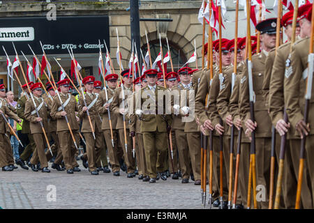 Northampton, UK. 28th June, 2014. The 9th/12th Royal Lancers proudly ...