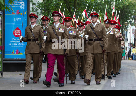 Northampton, UK. 28th June, 2014. The 9th/12th Royal Lancers proudly ...