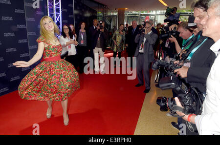 Munich, Germany. 27th June, 2014. The British actress Sophie Adell poses during the opening of the Munich film festival in Munich, Germany, 27 June 2014. The festival runs from 27 June to 05 July 2014. Photo: Felix Hoerhager/dpa/Alamy Live News Stock Photo