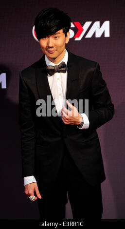 Taipei's Taiwan. 28th June, 2014. Singer JJ Lin attends the awarding ceremony of the 25th Golden Melody Awards in Taipei, southeast China's Taiwan, June 28, 2014. © Wu Ching-teng/Xinhua/Alamy Live News Stock Photo