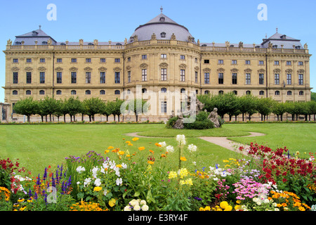 Wurzburg Residenz and colorful gardens Stock Photo