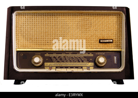 Vintage radio isolated on a white background Stock Photo