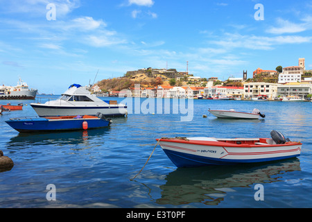 The Carenage marina and natural harbour in St George, Grenada Stock Photo