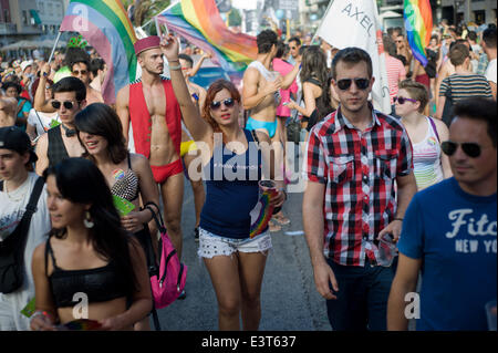 28th June, 2014-Barcelona, Spain. Nude participants of the pride parade ...