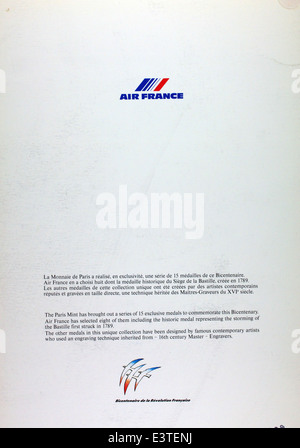 Air France Menu Collection Stock Photo