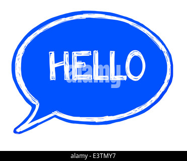 Illustration of a speech bubble with the word hello Stock Photo