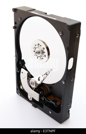 opened hard disk stand up Stock Photo