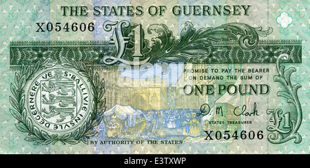 £1 note one pound legal currency  Guernsey Stock Photo